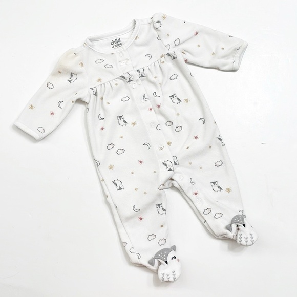 Carter’s owl print fleece baby footie - Picture 1 of 4